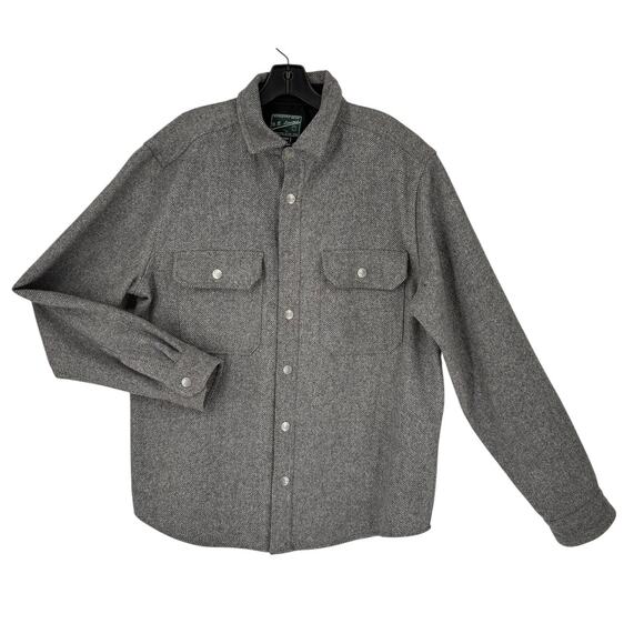 N.E. Limited Wool Blend Tweed Mens Jacket Shacket NWT Large Gray Campcore Cabin - Picture 1 of 14